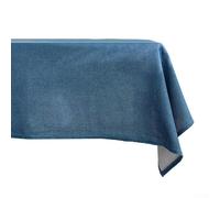 Solid Color Cotton Linen Tablecloth 100x100cm, Stain-Resistant Waterproof Kitchen Dining Table Cover, Easy Clean Wipeable Fabric for HOMEs Party Decor(Deep Blue)
