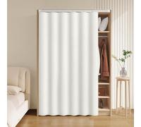Solid Color Curtain for Closet Without Door, Privacy Short Curtains with Self-Adhesive Silent Slide Rails, Cover Up the Imperfections Blackout Sink Skirt(White,W 100cm x H 180cm)