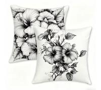 Solid Color Cushion Covers 35x35cm Set of 2 - Soft Velvet Decorative Pillow Cases with Invisible Zipper Flower (2) Cushion Covers for Sofa Cushions, Bed and Living Room Home Decor Pillow Cases 0n-584