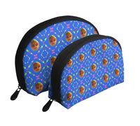Solid color dark purple Moon Cosmetic Bag, Travel Makeup Pouch, Portable Waterproof Cosmetic Pouch for Girls Women., Smiley Yellow Pear, One Size