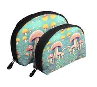 Solid color dark purple Moon Cosmetic Bag, Travel Makeup Pouch, Portable Waterproof Cosmetic Pouch for Girls Women., Pretty Little Mushrooms, One Size