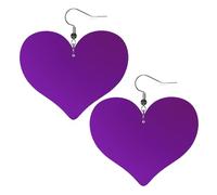 Solid color dark purple Prints Leather Heart earrings Pendant Stylish and beautiful Lightweight Dangle for Women Girls