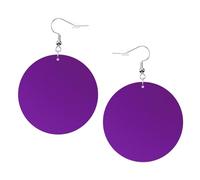 Solid color dark purple Prints Leather round earrings Pendant Stylish and beautiful Lightweight Dangle for Women Girls