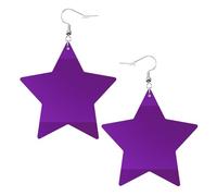 Solid color dark purple Prints Leather star earrings Pendant Stylish and beautiful Lightweight Dangle for Women Girls