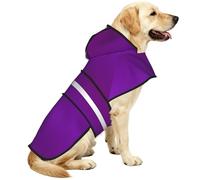Solid color dark purple Reflective Waterproof Dog Raincoat Jacket, Adjustable Hooded Pet Coat with Leash Hole,for Outdoor Use3XL
