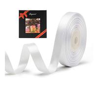 Solid Color Double Faced White Satin Ribbon 1/2" X 25 Yards, Ribbons Perfect for Crafts, Wedding Decor, Bow Making, Sewing, Gift Package Wrapping and More
