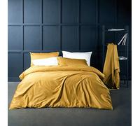 Solid Color Egyptian Cotton Duvet Cover Luxury Bedding Set High Thread Count Long Staple Sateen Weave Silky Soft Breathable Pima Quality Bed Linen (King, Mustard Yellow)