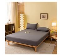 Solid Color Fitted Sheet With Elastic Band Mattress Cover Single Double King Size Skin Friendly Cotton Bed Sheet For Use In Homes and Hotels(Shen hui,200x200x25cm 1pc)