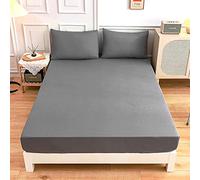 Solid color Fitted Sheets 100% Polyester Bedding Sheets, Chickwin Double King Single Size Bed for Deep Pocket 27cm - Shrinkage Fade Resistant Easy Care (Gray,90x200x27cm)