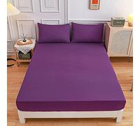 Solid color Fitted Sheets 100% Polyester Bedding Sheets, Chickwin Double King Single Size Bed for Deep Pocket 27cm - Shrinkage Fade Resistant Easy Care (Purple,150x200x27cm)