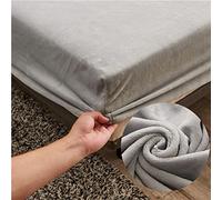 Solid Color Fitted Sheets 100% Polyester Velvet Bedding Sheets, Chickwin Double King Single Size Bed for Deep Pocket 25cm - Shrinkage Fade Resistant Easy Care (Grau,90x200x25cm)