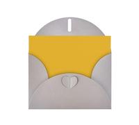 Solid Color Gold Horizontal Holiday Card With Gray Heart Shaped Envelope And Write Various Holiday Greetings