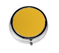 Solid Color Gold This Small, Round Pill Box is a Portable Travel Medicine Organizer with Three compartments for Storing Daily medications.