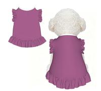 Solid color grape red Ruffle Dog Dress Frilly Sleeveless Breathable Summer Party for Small Dogs Cats M