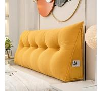 Solid Color Headboard Pillow Wedge Reading Backrest Rest Pillow,Thicken Queen Large Bolster Triangular Bed Positioning Triangle Back Cushion Bench Pillowboard Washable Cover Pillows (200×50×20cm,Yello