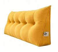 Solid Color Headboard Pillow Wedge Reading Backrest Rest Pillow,Thicken Queen Large Bolster Triangular Bed Positioning Triangle Back Cushion Bench Pillowboard Washable Cover Pillows (80×50×20cm,Yellow