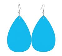 Solid color light blue Leather Earring. Stylish teardrop shape, perfect for women, and a great decorative choice for parties and holidays.
