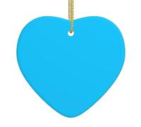 Solid Color Light Blue Print Christmas Ornament Hanging, Ceramic Heart Pendant, for Birthday Weddings & Keepsake Gift Decor