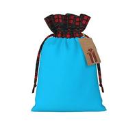 Solid color light blue Print Drawstring Bags, Candy Snack Bag, Reusable Holiday Pouches for Wrapping & Storage M