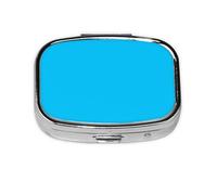 Solid Color Light Blue Square Pill Box Lightweight and Portable, with 2 Plastic Inserts, Suitable for Carrying in Pockets or Wallets.