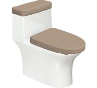 Solid Color Light Brown 2-Piece Toilet Seat Cover Set with Tank Lid, Elastic Fit for U-Shape & Elongated Toilets, Bathroom Decor, Housewarming Gift