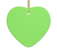 Solid Color Light Green Ceramic Christmas Heart Pendant, The Pottery Piece is Available with Silk Thread