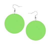 Solid Color Light Green Prints Leather Round Earrings Pendant Stylish And Light Lightweight Dangle For Women Girls, One Size, Leather, No Gemstone