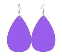 Solid color light purple Leather Earring Pairs Teardrop Faux Leather Earrings Set for Women Lightweight Leather Dangle Drop Earrings.