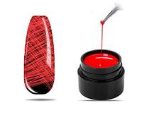 Solid Color/Luminous/Bling Glitter Disco Spider Gel,21 Colors Nail Art Wire Drawing Gel for Line Pulling,New Upgraded Matrix Gel with Gel Paint (Luminous Spider Gel, 15#Red A)