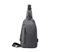 Solid Color Men Chest Bag Outdoor Casual Shoulder Crossbody for Hiking(Gray)