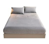 Solid Color Milk fleece fitted Sheet With Elastic Band Around The Perimeter Mattress Protector(Grey,100 * 200+15CM)
