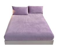 Solid Color Milk fleece fitted Sheet With Elastic Band Around The Perimeter Mattress Protector(Purple,100 * 200CM+45CM)