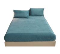 Solid Color Milk fleece fitted Sheet With Elastic Band Around The Perimeter Mattress Protector(Turquoise,90 * 200CM+45CM)
