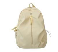 Solid Color Nylon Backpack with Drawstring Pocket Large Capacity Casual Student School Bag Book Bag