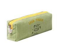 Solid Color Pencil Case Cute Aesthetic Student Pen Case Pouch Women Girls Cosmetic Bag Make Up Purse (Tiger Green)