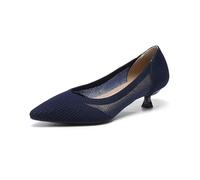 Solid Color Pointed Toe Slip On Low Heels Shoes Knitted Breathable Anti-Skid Rubber Sole Work for Wedding Party Evening(Blue,36)