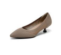 Solid Color Pointed Toe Slip On Low Heels Shoes Knitted Breathable Anti-Skid Rubber Sole Work for Wedding Party Evening(Dark Apricot,39)