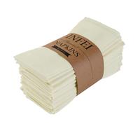 Solid Color Polyester Linen Blended Dinner Cloth Napkins - Set of 12 (40 x 40 cm) - For Events & Home Use (Cream)