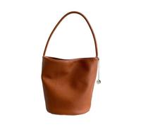 Solid Color PU Leather Shoulder Bag For Women Large Capacity Bucket Bag Korean Handbag For Travel Casual Shopping Large Capacity Underarm