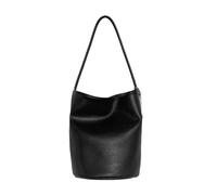 Solid Color PU Leather Shoulder Bag For Women Large Capacity Bucket Bag Korean Handbag For Travel Casual Shopping Large Capacity Underarm
