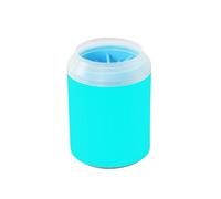 Solid Color Pure Cyan Plain Aqua Portable Dog Cleaner Washer and Massager with Soft Silicone Brush Pets Bathing Brush for Small Medium Dogs & Cat Breeds