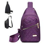 Solid Color Quilted Fanny Pack, Simple Ladies Chest Bag, Women's Fashion Casual Shoulder Crossbody Bags (Purple)