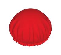 Solid color red Double layer Waterproof Shower Cap - With PEVA Lining Hair Protector Hat for Spa Care, Cleaning Supplies