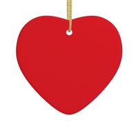 Solid color red Patterned heart, exquisite ceramic Christmas decoration. 2.9-inch tabletop ornament. Ideal for windowsills and fireplaces.