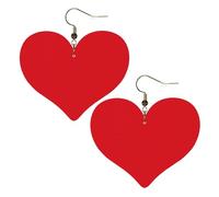 Solid color red Prints Stylish Heart-Shaped Earrings Lightweight Women'S Accessories Perfect For Parties And Valentine'S Day.