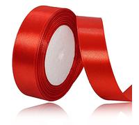 Solid Color Red Satin Ribbon, 1 Inches x 25 Yards Fabric Satin Ribbon for Gift Wrapping, Crafts, Hair Bows Making, Wreath, Wedding Party Decoration and Other Sewing Projects