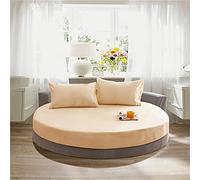 Solid Color Round Fitted Sheets 100% Cotton Bedding Sheets, Chickwin Double King Single Size Bed for Deep Pocket 25cm - Easy Care - Without Pillowcase (Camel,180cm)