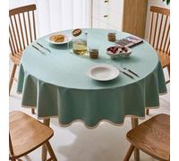 Solid Color Round Tablecloth,Imitation Cotton and Linen, Breathable,Wrinkle-Resistant and Wear-Resistant,Suitable for Various Tabletops Such as Restaurants, Desks,and Counters(Lightgreen,220cm)