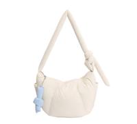Solid Color Shoulder Bag Quilted Casual Nylon for Women Travel | Puffy Cotton Dumplings Bag Nylon Small Crescent Bag for Women Shopping Daily Use