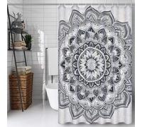 Solid Color Shower Curtain, Bathroom Curtain with 12 Hooks | Waterproof Polyester | Rustproof Eyelets | Weighted Hem | Machine Washable | Quick Dry | Bathroom Decoration | 200x260cm Mandala Y#356